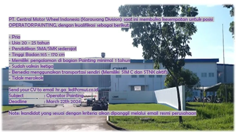 Lowongan Kerja PT Central Motor Wheel Indonesia Karawang
